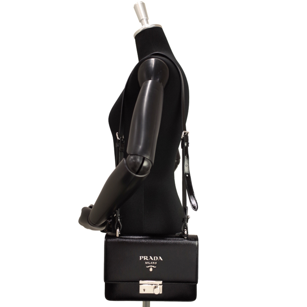 Prada Leather Shoulder Bag Handbag Black - Picture 4 of 4